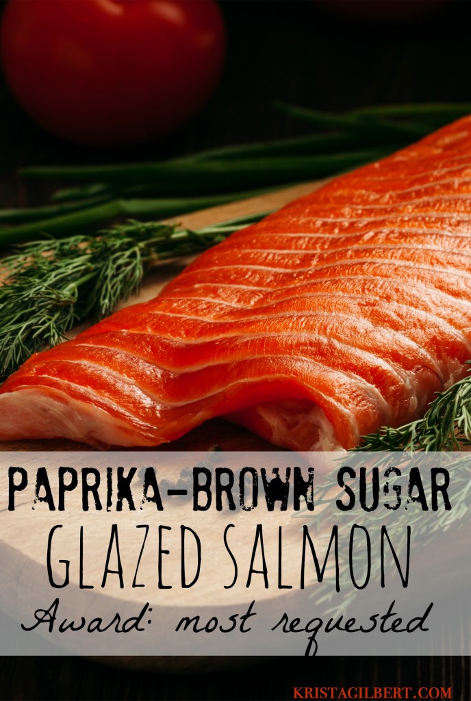 Fresh salmon piece on wooden board