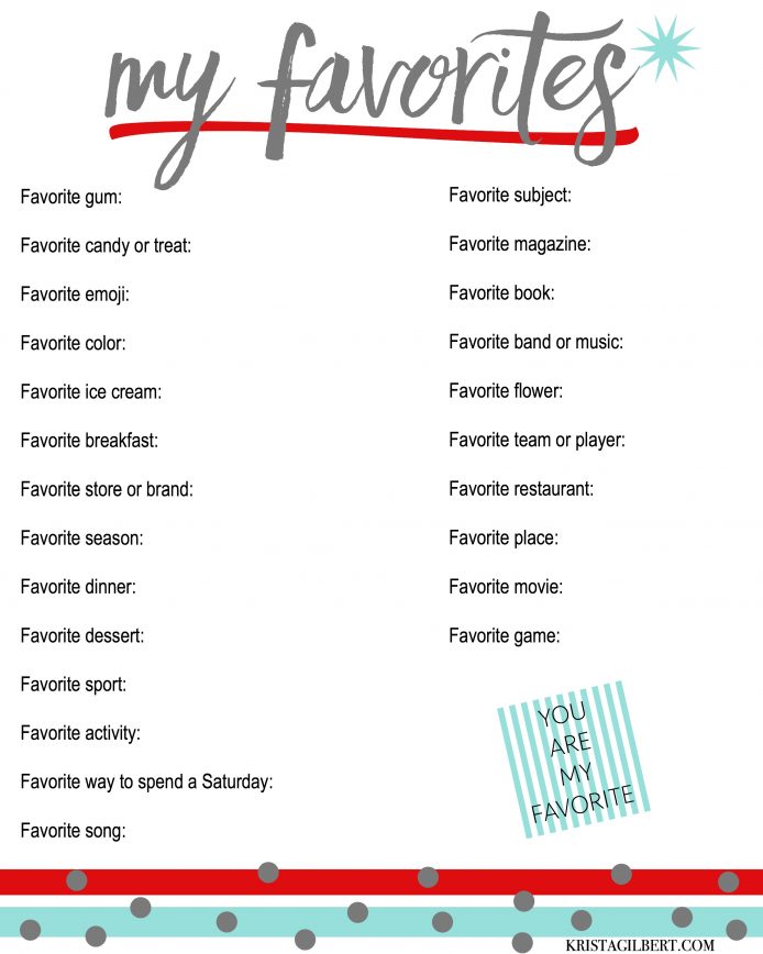 A List Of Your Family s Favorite Things Know Them Krista Gilbert